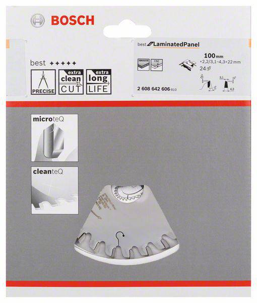 Bosch Accessories Best for Laminated Panel 2608642606 Vorritzsägeblatt 100 x 22 x 4.3mm Zähneanzahl: 24 1St.
