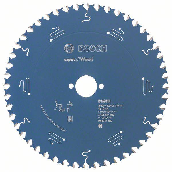 Kreissägeblatt von Bosch, Modell 'Expert for Wood', blau, mit 60 Zähnen für präzises Schneiden von Holz.