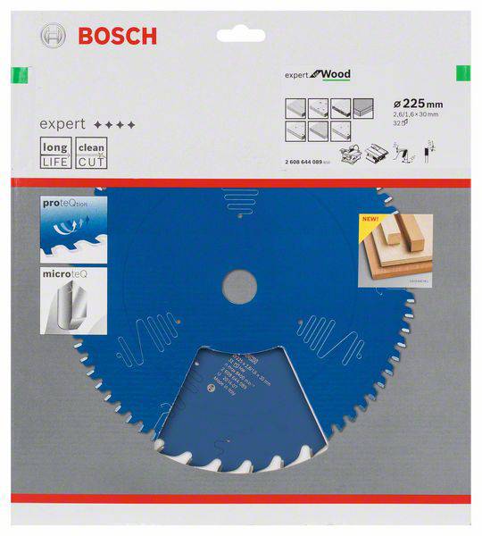 Bosch Sägeblatt für Holz, Durchmesser 225 mm, Expert Serie. Langlebig und präzise Schnitte, geeignet für diverse Sägearbeiten.