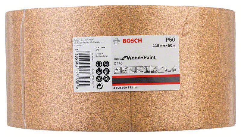 Bosch Accessories 2608608732 Schleifpapierrolle Körnung num 60 (L x B) 50m x 115mm 50m