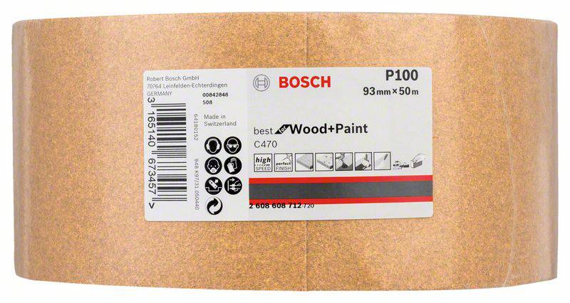 Bosch Accessories 2608608712 Schleifpapierrolle Körnung num 100 (L x B) 50m x 93mm 50m