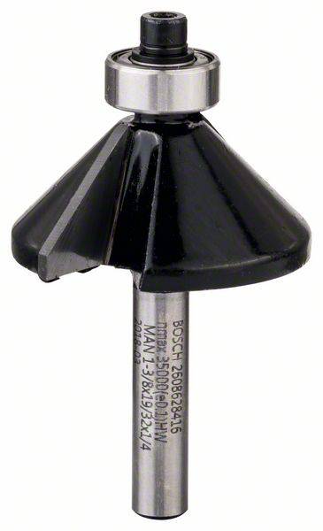 Fase-/Bündigfräser 1/4", D1 34,9 mm, B 13 mm, L 14,6 mm, G 56 mm, 45°