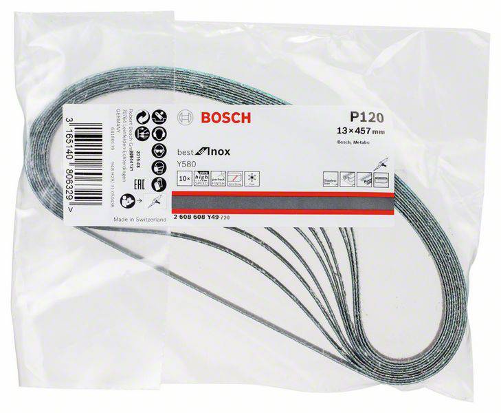 Bosch Accessories Best for Inox 2608608Y49 Schleifband Körnung (num) 120 (L x B) 457mm x 13mm 10St.