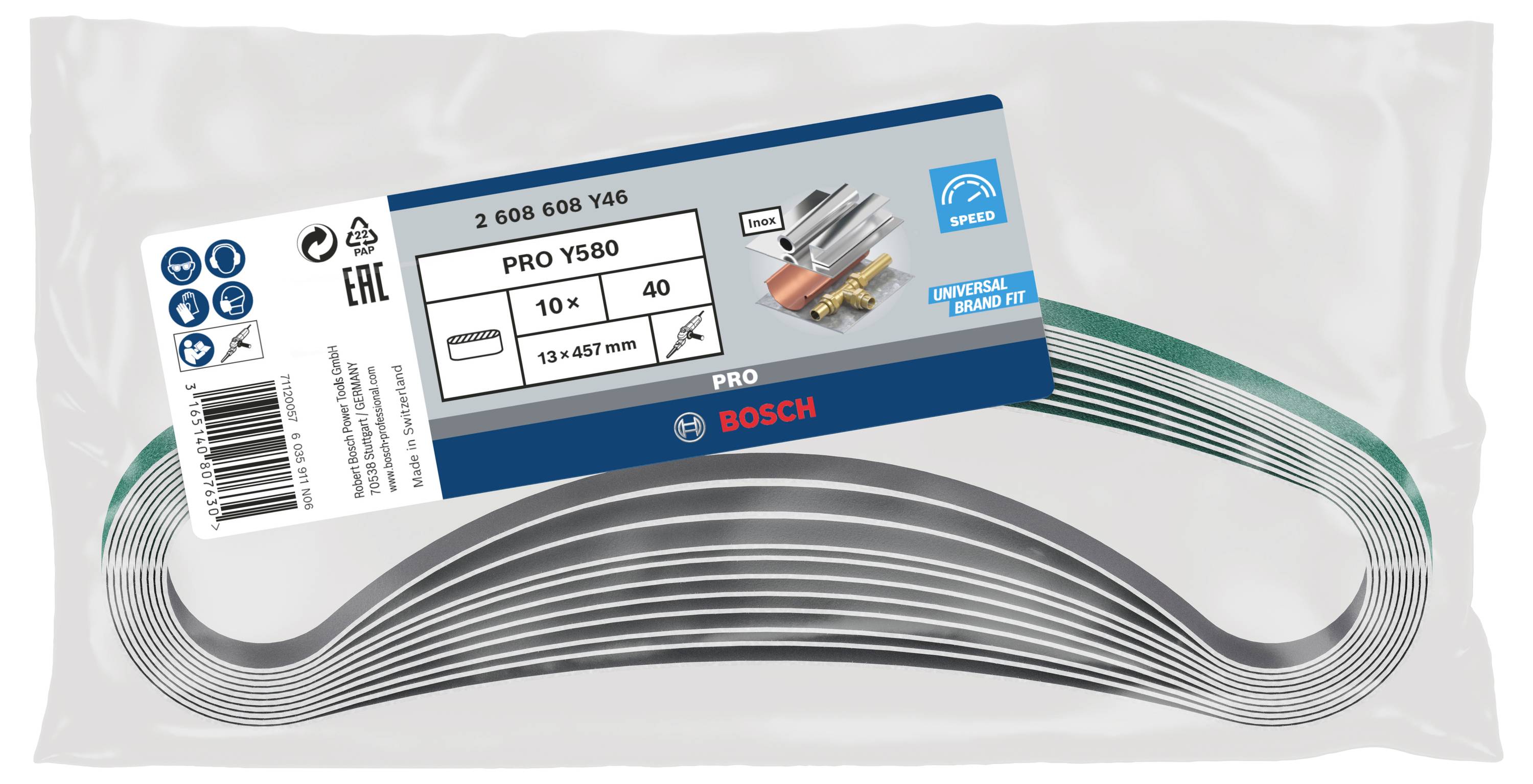 Bosch Accessories Best for Inox 2608608Y46 Schleifband Körnung (num) 40 (L x B) 457mm x 13mm 10St.