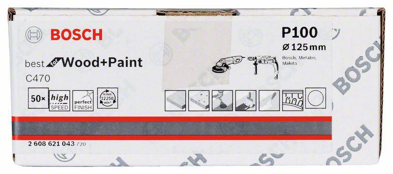 Bosch Accessories 2608621043 Schleifpapier für Schleifteller Körnung num 100 (Ø) 125mm 50St.