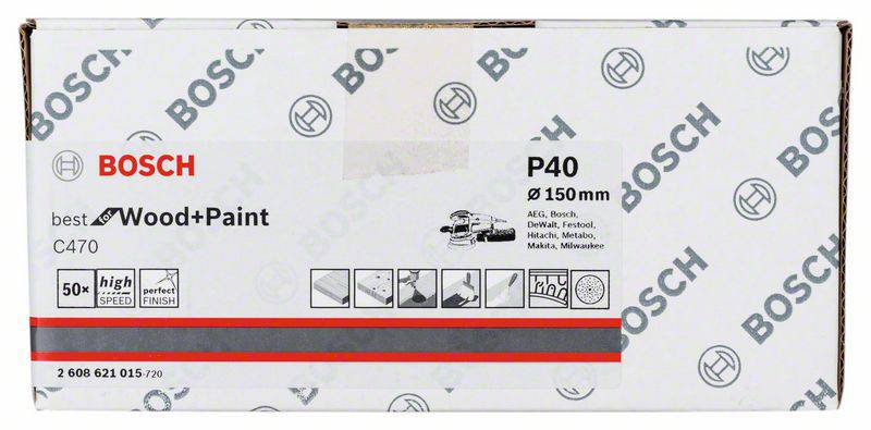 Bosch Accessories 2608621015 Exzenterschleifpapier Körnung num 40 50St.