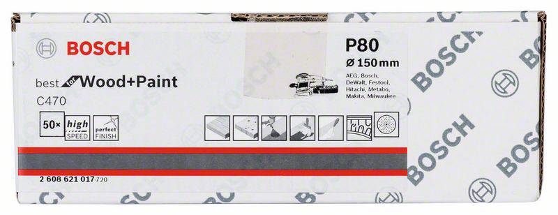 Bosch Accessories 2608621017 Exzenterschleifpapier Körnung num 80 50St.