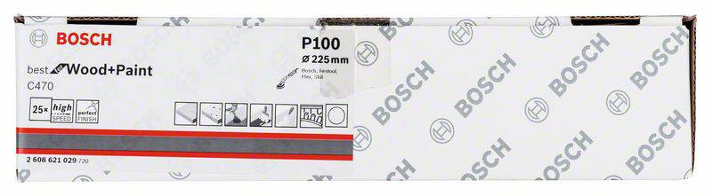 Bosch Accessories 2608621029 Schleifpapier für Deckenschleifer Körnung 100 (Ø) 225mm 25St.