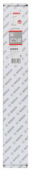Eine Bosch-Verpackung mit Logo, Barcode und Symbolen, die Produktkompatibilität und Nutzungsanweisungen darstellen.
