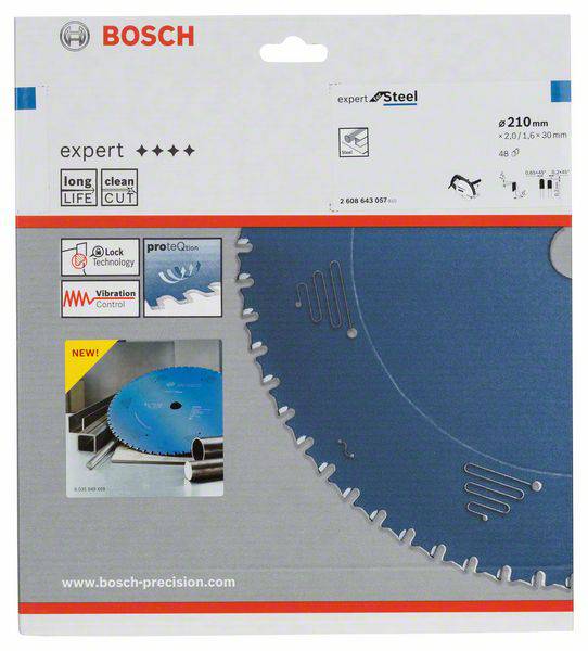 Bosch Accessories Expert for Steel 2608643057 Kreissägeblatt 210 x 30 x 1.6mm Zähneanzahl: 48 1St.