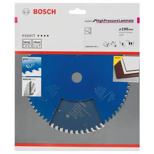 Bosch Accessories Expert for High Pressure Laminate 2608644134 Kreissägeblatt 190 x 20 x 1.6mm Zähneanzahl: 56 1St. Bosch Accessories Expert for High Pressure Laminate 2608644134 Kreissägeblatt 190 x 20 x 1.6mm Zähneanzahl: 56 1St.