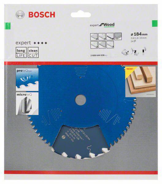 Bosch Accessories Expert for Wood 2608644038 Kreissägeblatt 184 x 20 x 1.6mm Zähneanzahl: 24 1St.