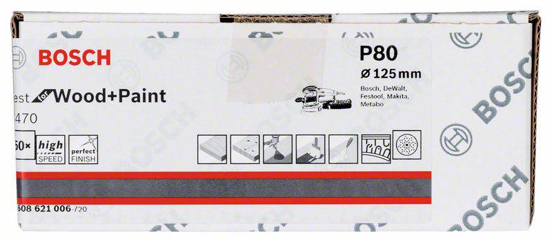 Bosch Accessories 2608621006 Exzenterschleifpapier Körnung num 80 50St.