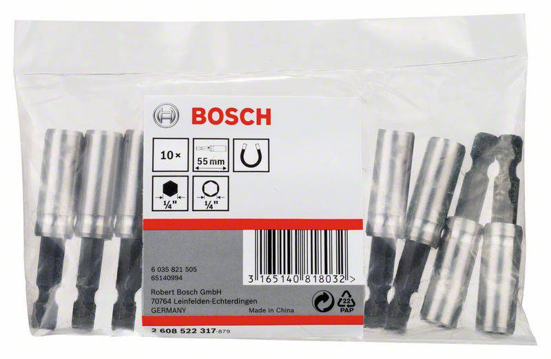Bosch Accessories 2608522317 Universalhalter magnetisch, 1/4 Zoll, D 10 mm, L 55 mm, 10 Stück