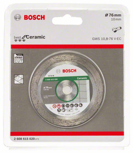 Bosch Accessories 2608615020 Best for Ceramic Diamanttrennscheibe Durchmesser 76 mm Bohrungs-Ø 10 mm 1 St.