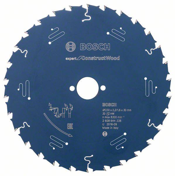 Kreissägeblatt von Bosch mit Aufschrift 'expert for Construct Wood', 30 Zähne, 273 x 2,2/1,6 x 30 mm, geeignet für Holz.