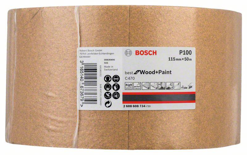 Bosch Accessories 2608608734 Schleifpapierrolle Körnung num 100 (L x B) 50m x 115mm 50m
