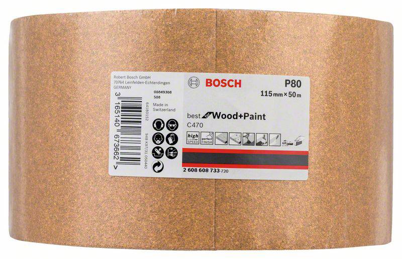 Bosch Accessories 2608608733 Schleifpapierrolle Körnung num 80 (L x B) 50m x 115mm 50m