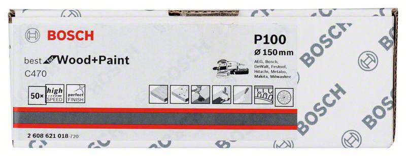 Bosch Accessories 2608621018 Exzenterschleifpapier Körnung num 100 50St.