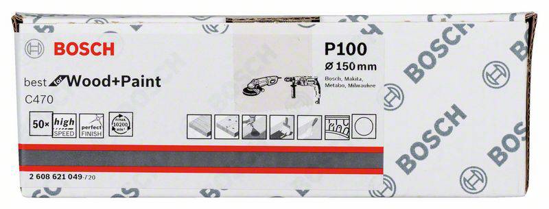Bosch Accessories 2608621049 Schleifpapier für Schleifteller Körnung 100 (Ø) 150mm 50St.