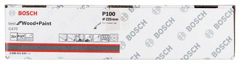 Bosch Accessories 2608621035 Schleifpapier für Deckenschleifer Körnung num 100 (Ø) 225mm 25St.