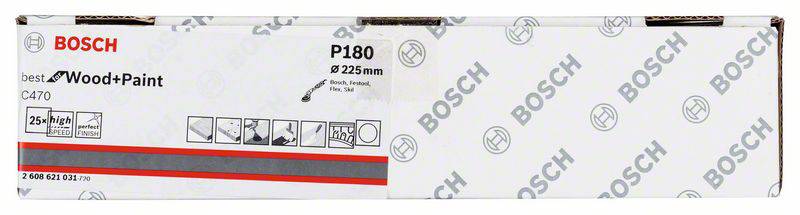 Bosch Accessories 2608621031 Schleifpapier für Deckenschleifer Körnung num 180 (Ø) 225mm 25St.