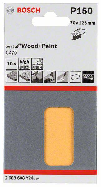 Bosch Accessories 2608608Y24 Handschleifpapier Körnung (num) 150 (L x B) 125mm x 70mm 10St.