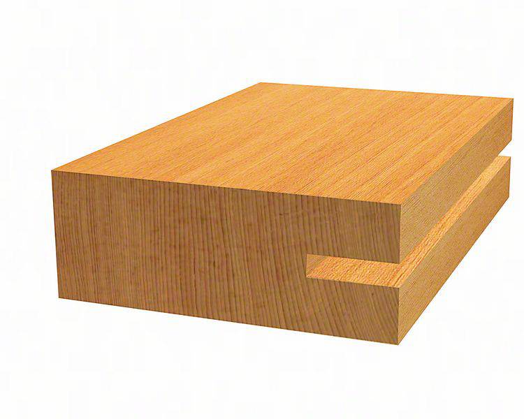 Holzstück mit Zinkenverbindung, zeigt eine halbschwalbenschwanzartige Nut an einer Seite, typisch für stabile Holzverbindungen.