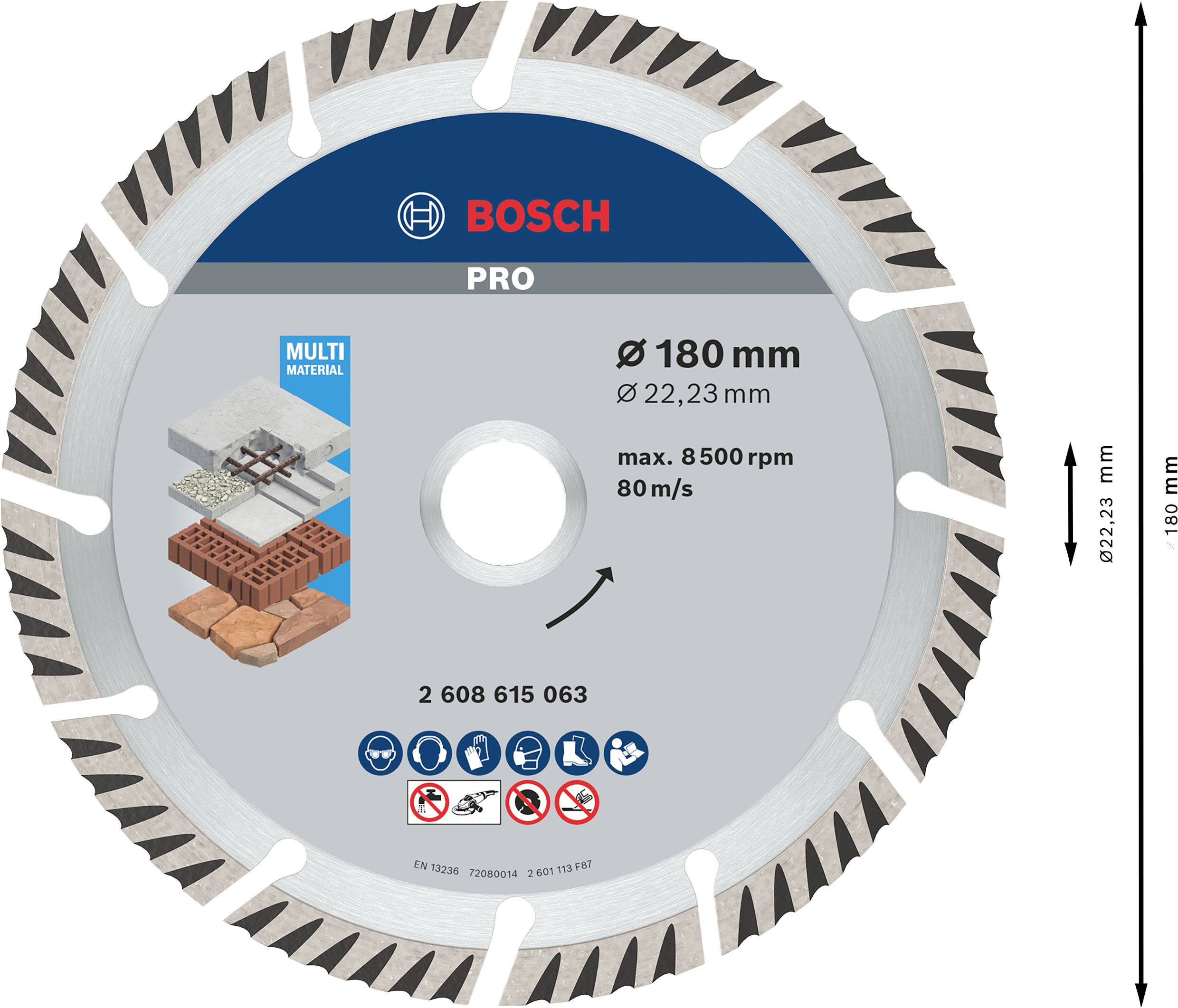 Bosch Accessories 2608615064 Standard for Universal Speed Diamanttrennscheibe Durchmesser 180mm Bohrungs-Ø 22.23mm 10St.