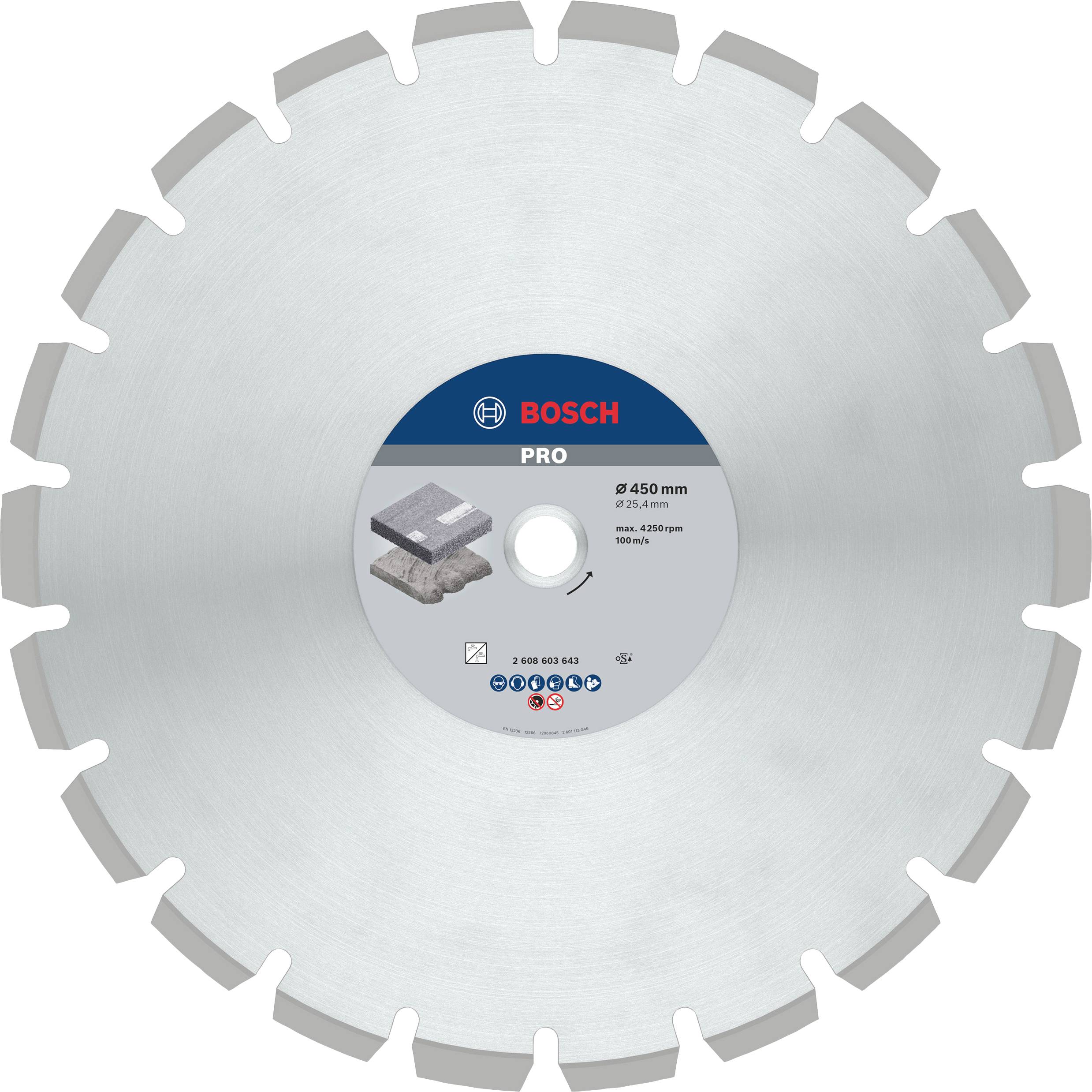 Kreissägeblatt von Bosch, Durchmesser 450 mm, für Betonbearbeitung.