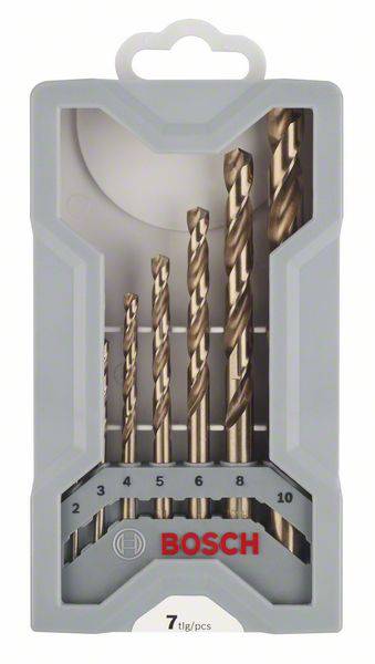 'Bosch Bohrer-Set in versch. Größen, 7-tlg., in grauer Box, geeignet für Metallbohrungen.’