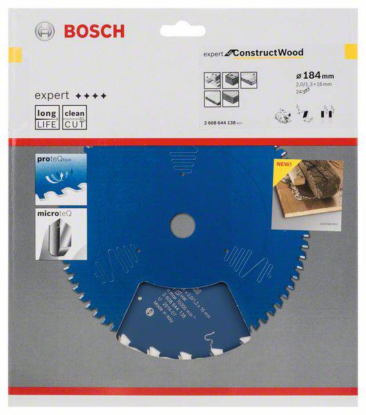 Bosch Accessories Expert for Construct Wood 2608644138 Kreissägeblatt 184 x 16 x 1.3mm Zähneanzahl: 24 1St.