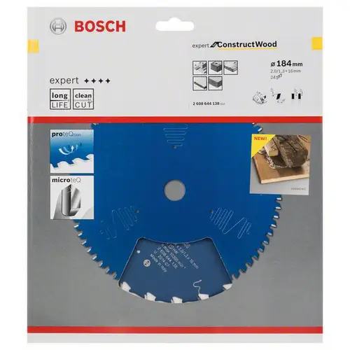 Bosch Accessories Expert for Construct Wood 2608644138 Kreissägeblatt 184 x 16 x 1.3mm Zähneanzahl: 24 1St. Bosch Accessories Expert for Construct Wood 2608644138 Kreissägeblatt 184 x 16 x 1.3mm Zähneanzahl: 24 1St.