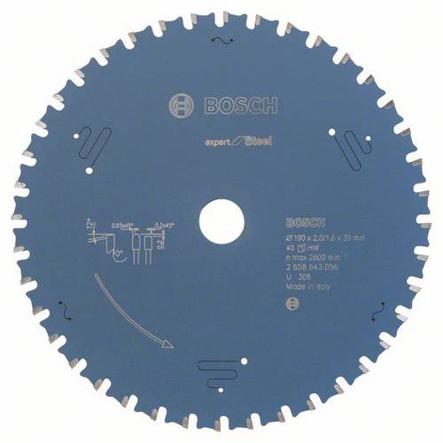 Bosch Accessories Expert for Steel 2608643056 Kreissägeblatt 190 x 20 x 1.6 mm Zähneanzahl: 40 1 St