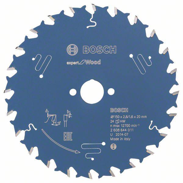 Kreissägeblatt von Bosch für Holz, Modell 'expert for Wood', Durchmesser 150 mm, mit 24 Zähnen.