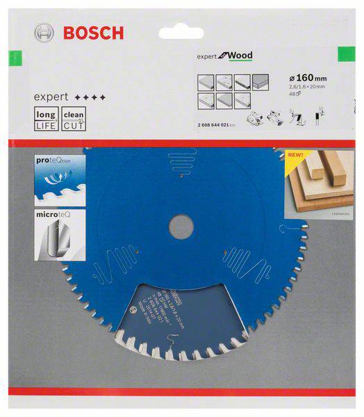 Bosch Kreissägeblatt für Holz, Durchmesser 160 mm, long life, clean cut. Geeignet für proteQtion und microteQ Materialien.