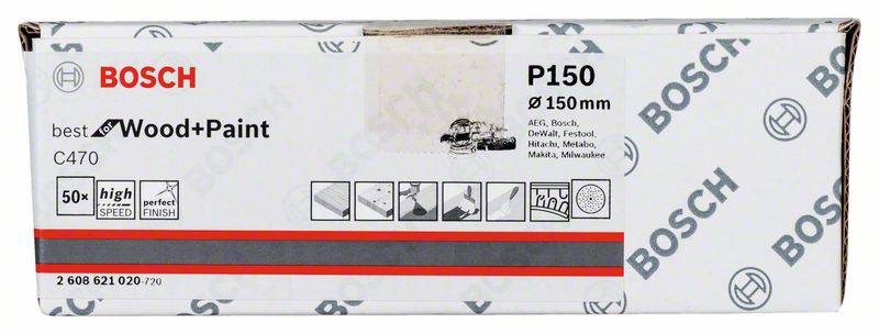 Bosch Accessories 2608621020 Exzenterschleifpapier Körnung num 150 50St.