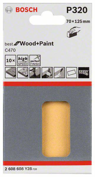 Bosch Accessories 2608608Y28 Handschleifpapier Körnung 320 (L x B) 125mm x 70mm 10St.