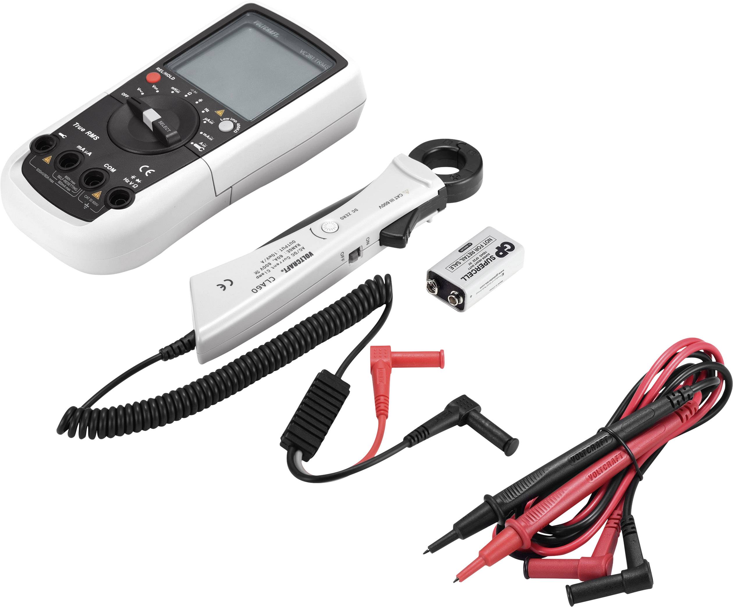 VOLTCRAFT VC281 Hand-Multimeter, Stromzangen-Adapter digital CAT III 600V Anzeige (Counts): 6000