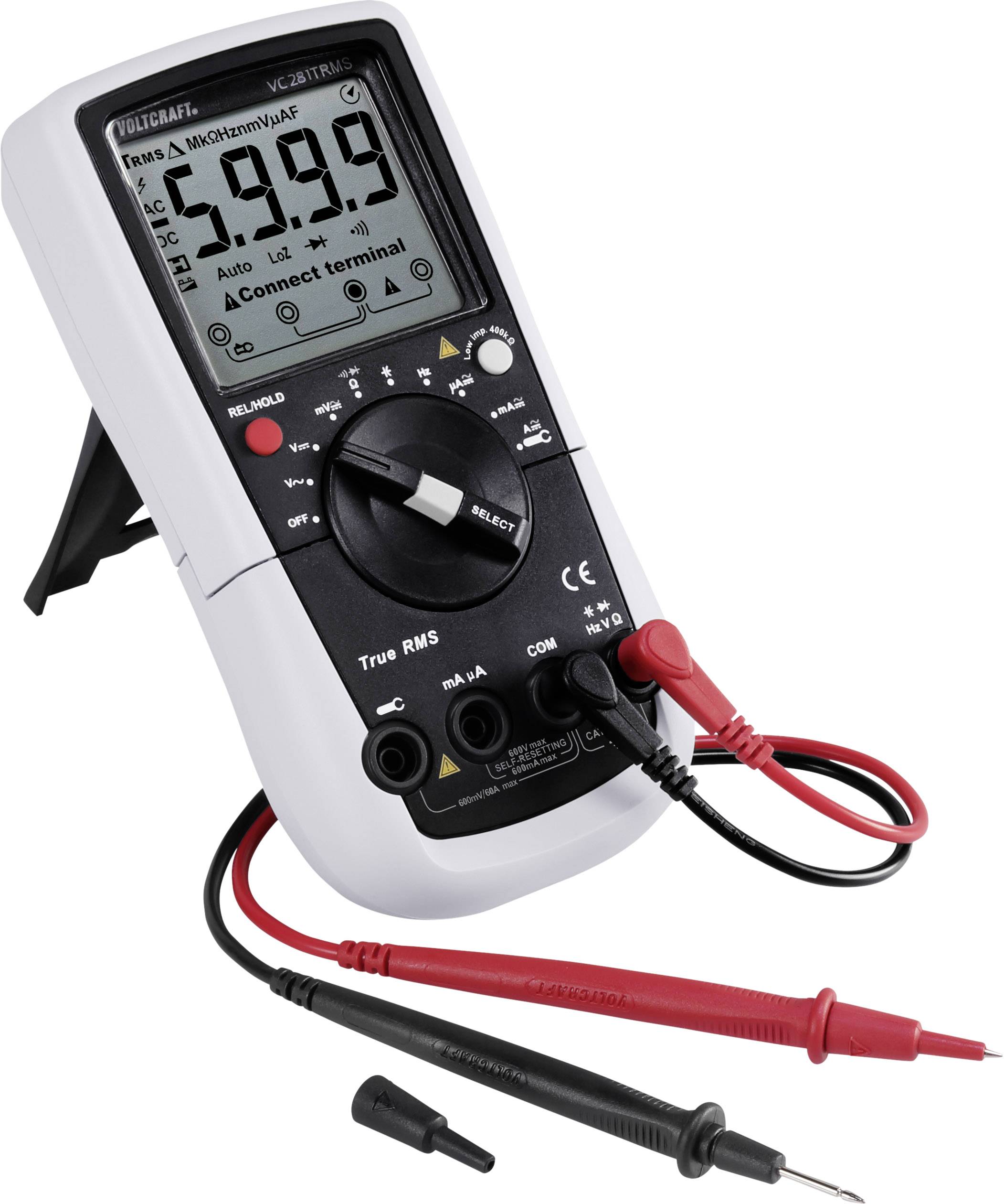 VOLTCRAFT VC281 Hand-Multimeter, Stromzangen-Adapter digital CAT III 600V Anzeige (Counts): 6000