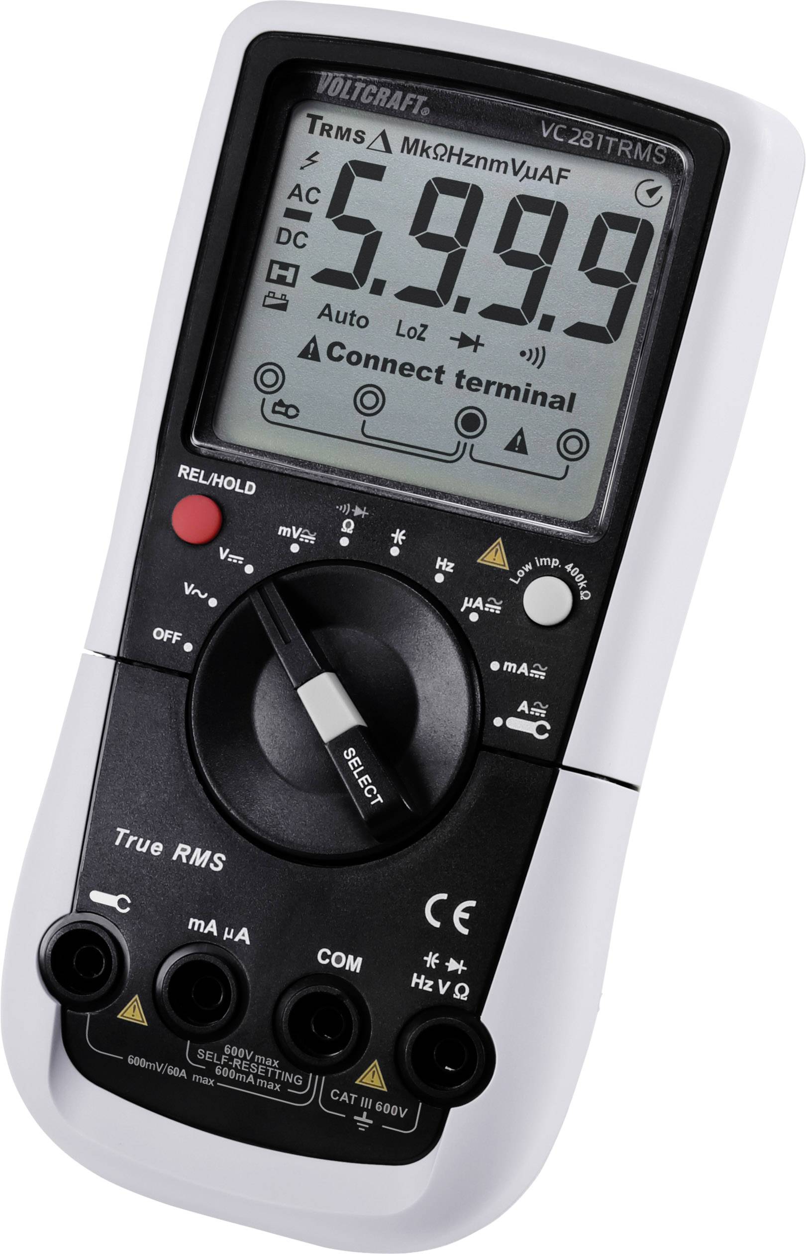 VOLTCRAFT VC281 Hand-Multimeter, Stromzangen-Adapter digital CAT III 600V Anzeige (Counts): 6000