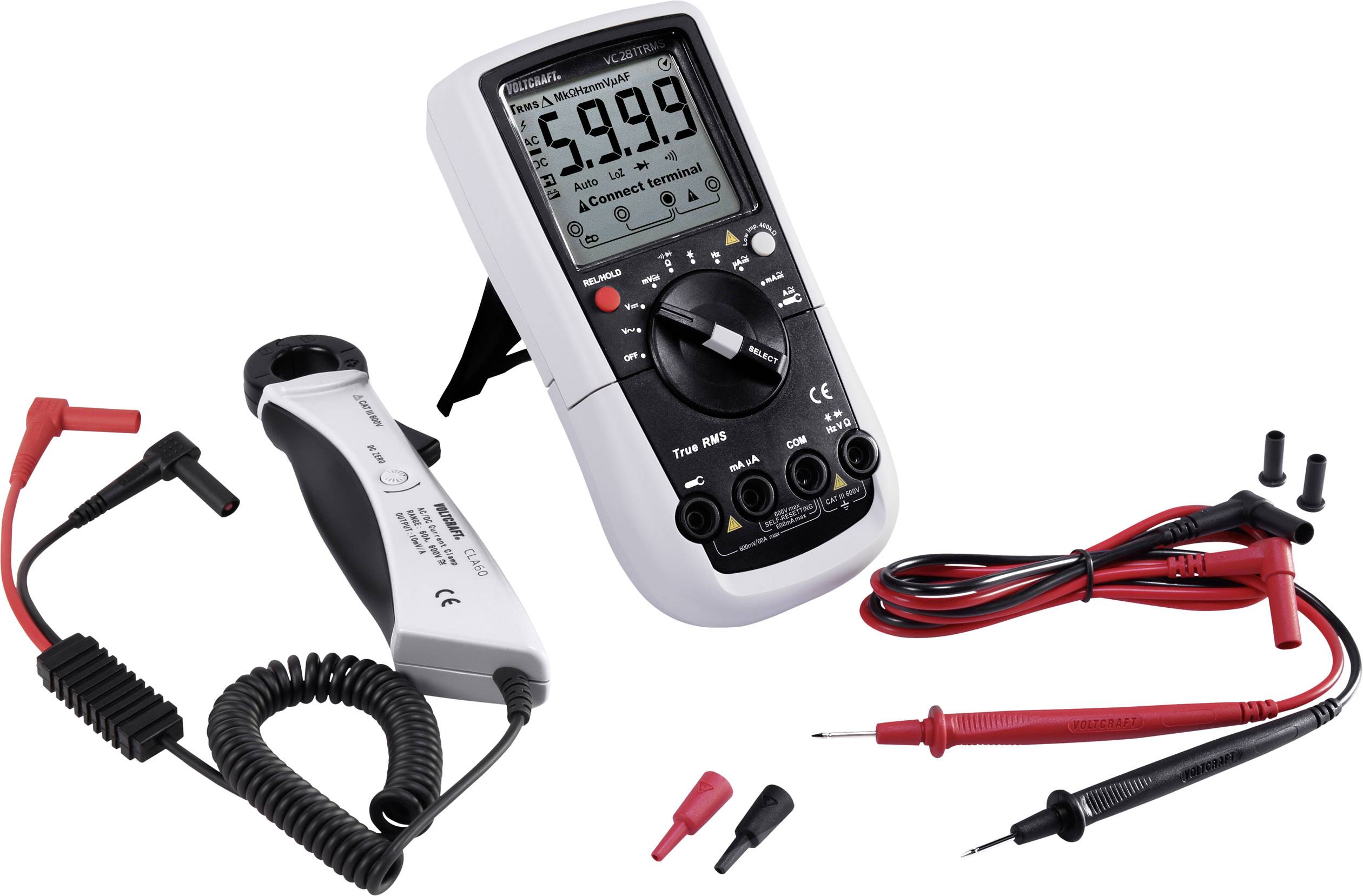 VOLTCRAFT VC281 Hand-Multimeter, Stromzangen-Adapter digital CAT III 600V Anzeige (Counts): 6000