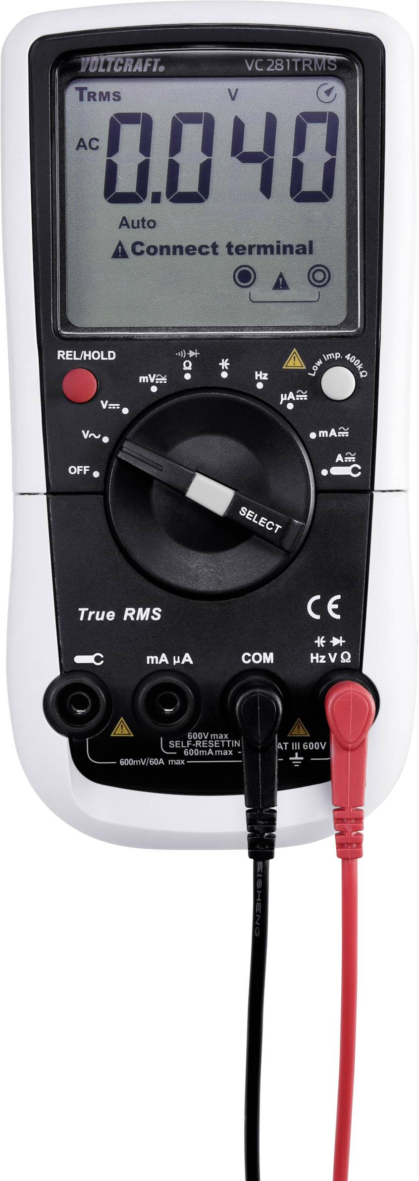 VOLTCRAFT VC281 Hand-Multimeter, Stromzangen-Adapter digital CAT III 600V Anzeige (Counts): 6000