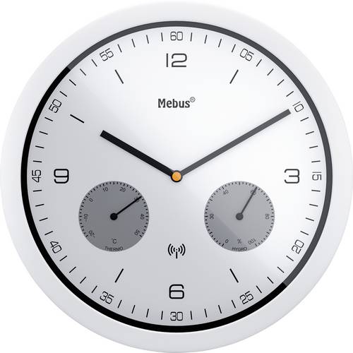 Mebus 52826 Funk Wanduhr 26 mm x 42 mm Weiß