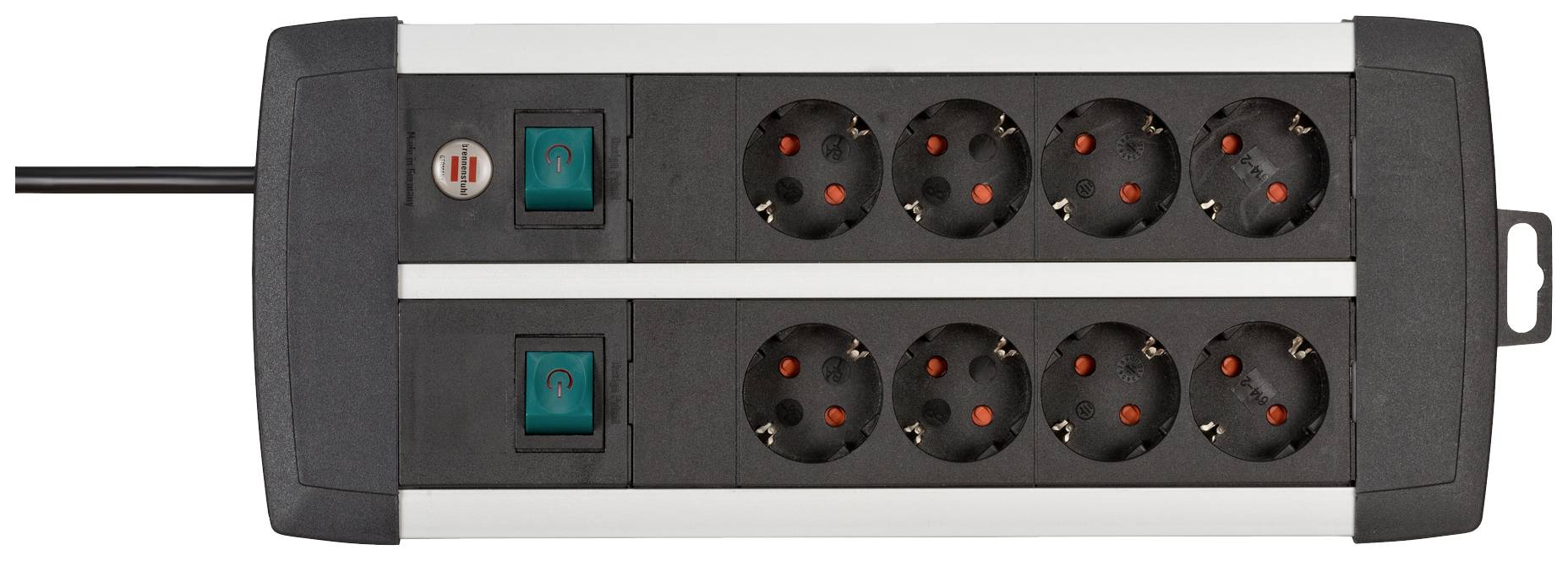Brennenstuhl 1391000908 Steckdosenleiste mit Schalter 8fach Schwarz, Silber Schutzkontakt 1 St.