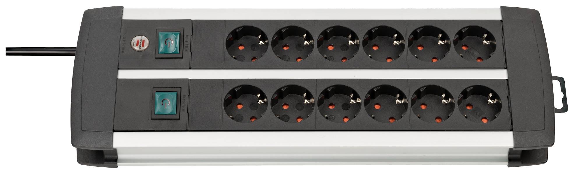 Brennenstuhl 1391000912 Steckdosenleiste mit Schalter 12fach Schwarz, Silber Schutzkontakt 1St.
