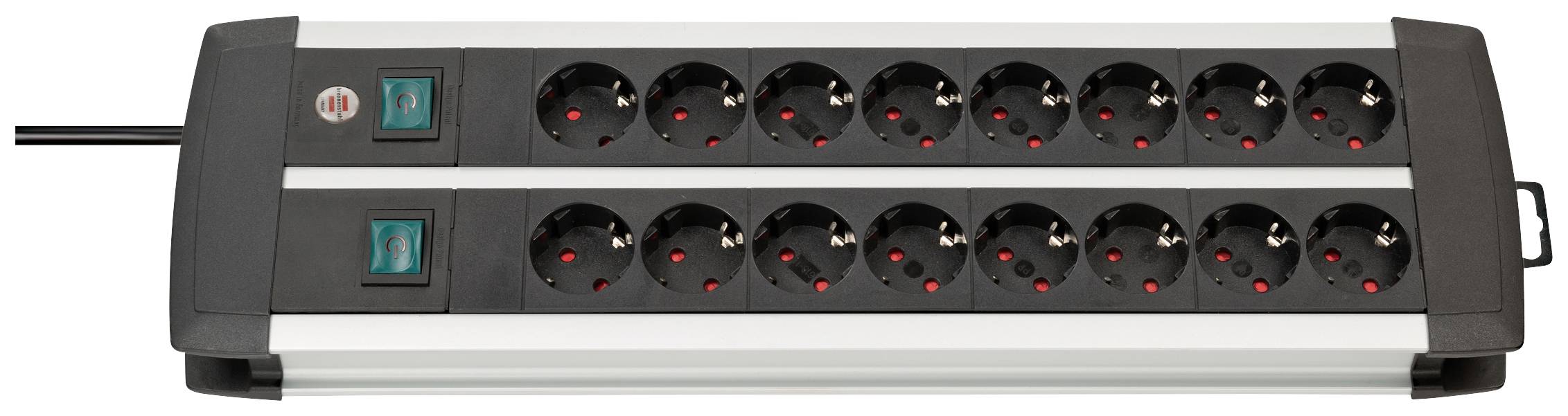 Brennenstuhl 1391000916 Steckdosenleiste mit Schalter Schwarz, Silber Schutzkontakt 1 St.