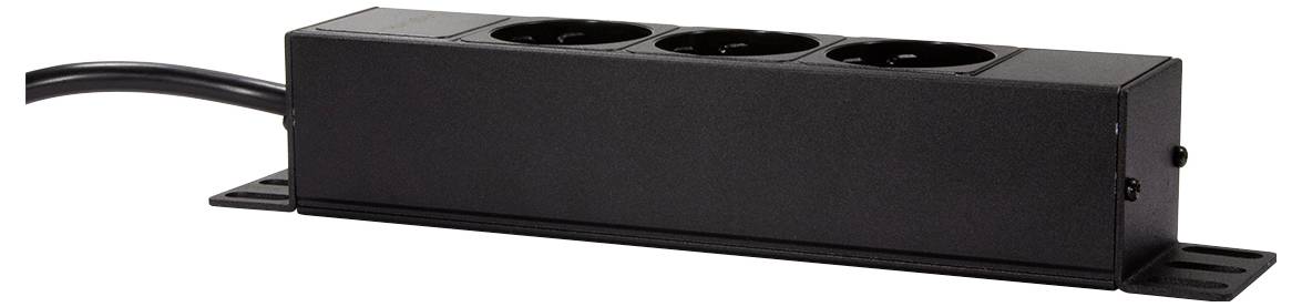 LogiLink PDU3B01 10 Zoll Netzwerkschrank-Steckdosenleiste Aluminium Profil Silber, Schwarz