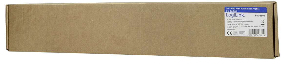 LogiLink PDU3B01 10 Zoll Netzwerkschrank-Steckdosenleiste Aluminium Profil Silber, Schwarz