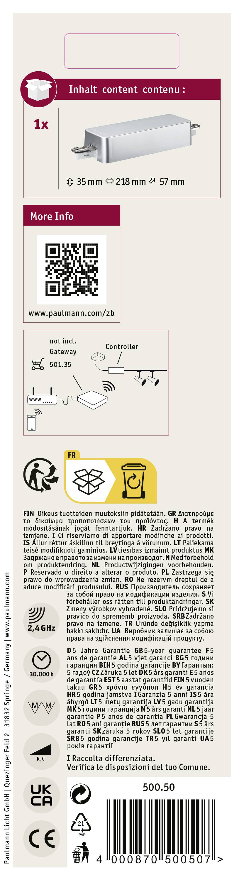 Paulmann URail 50050 Schaltaktor Chrom (matt)